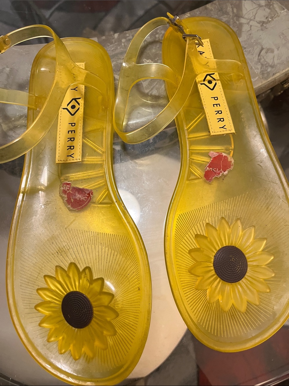 🌻Katy Perry Collections Yellow Jelly Sunflower Ankle Strap Sandals🌻